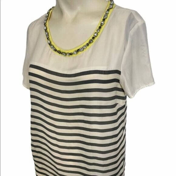 Anthropologie Maeve Jeweled Collar striped Top XS - Picture 4 of 6